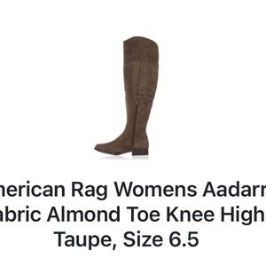 American Rag Womens Aadarra Fabric Almond Toe Knee High, Taupe, Size 6.5